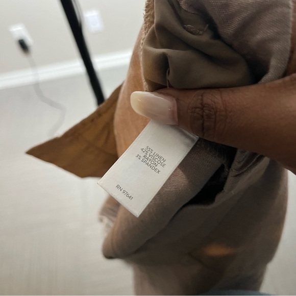 J. Jill Love Linen Pants XL Petite Tan Pull On Anke Crop Coastal Lagenlook Lagum - Picture 3 of 6